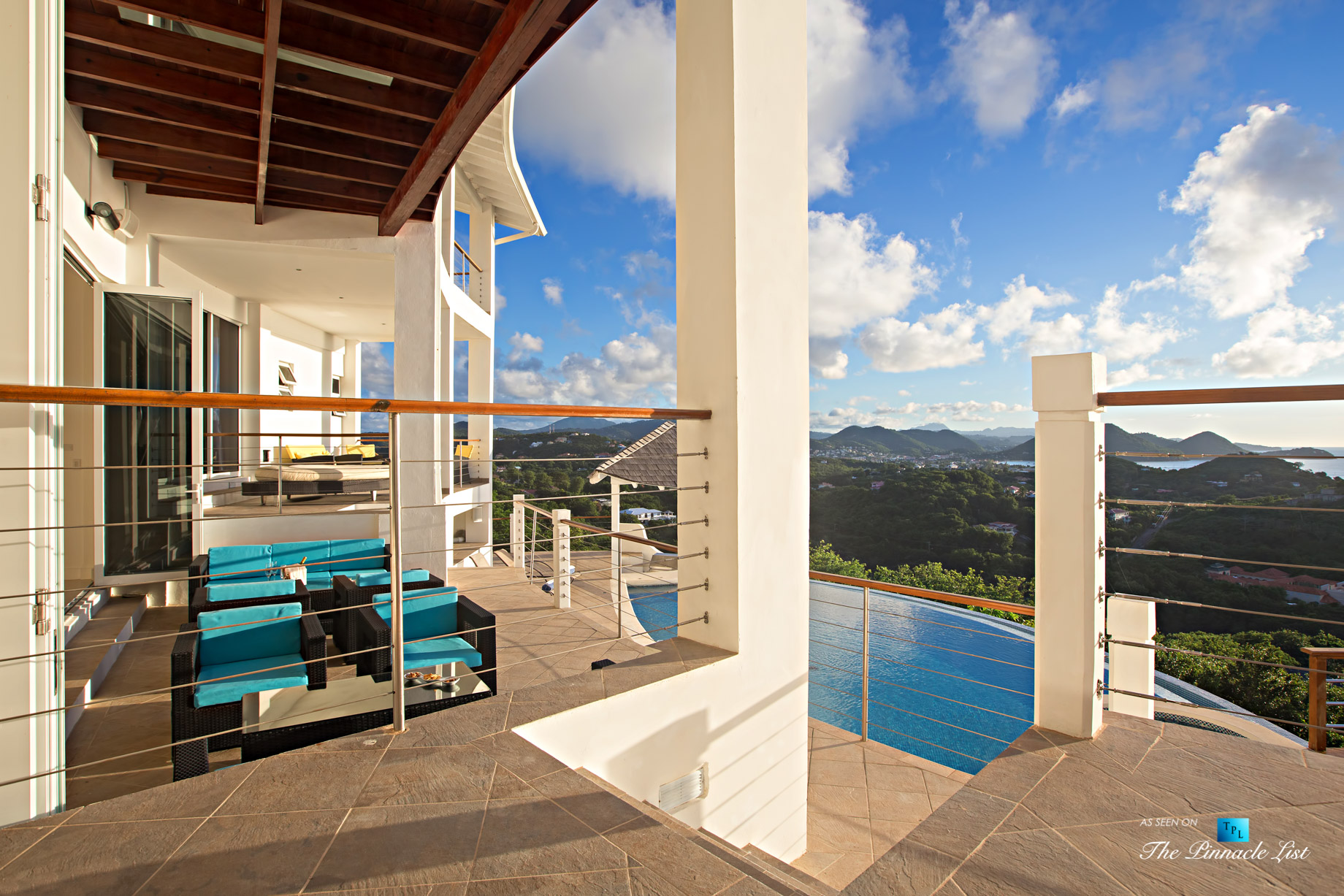 Akasha Luxury Caribbean Villa - Cap Estate, St. Lucia - Infinity Pool Deck View - Luxury Real Estate - Premier Oceanview Home