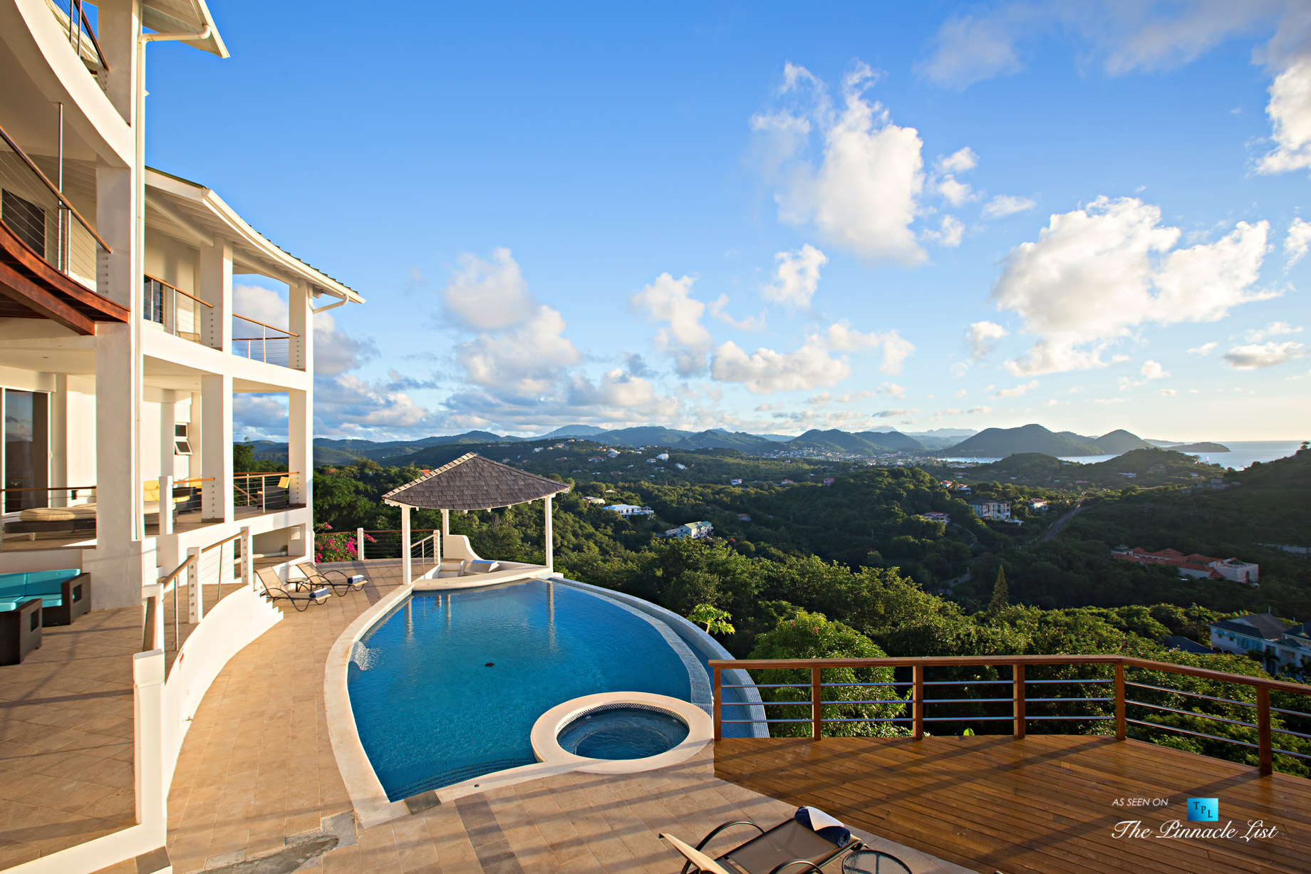 Akasha Luxury Caribbean Villa – Cap Estate, St. Lucia – Infinity Pool and Deck View – Luxury Real Estate – Premier Oceanview Home