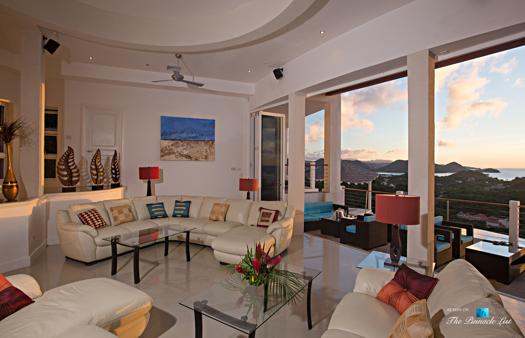 Akasha Luxury Caribbean Villa – Cap Estate, St. Lucia – Living Room – Luxury Real Estate – Premier Oceanview Home