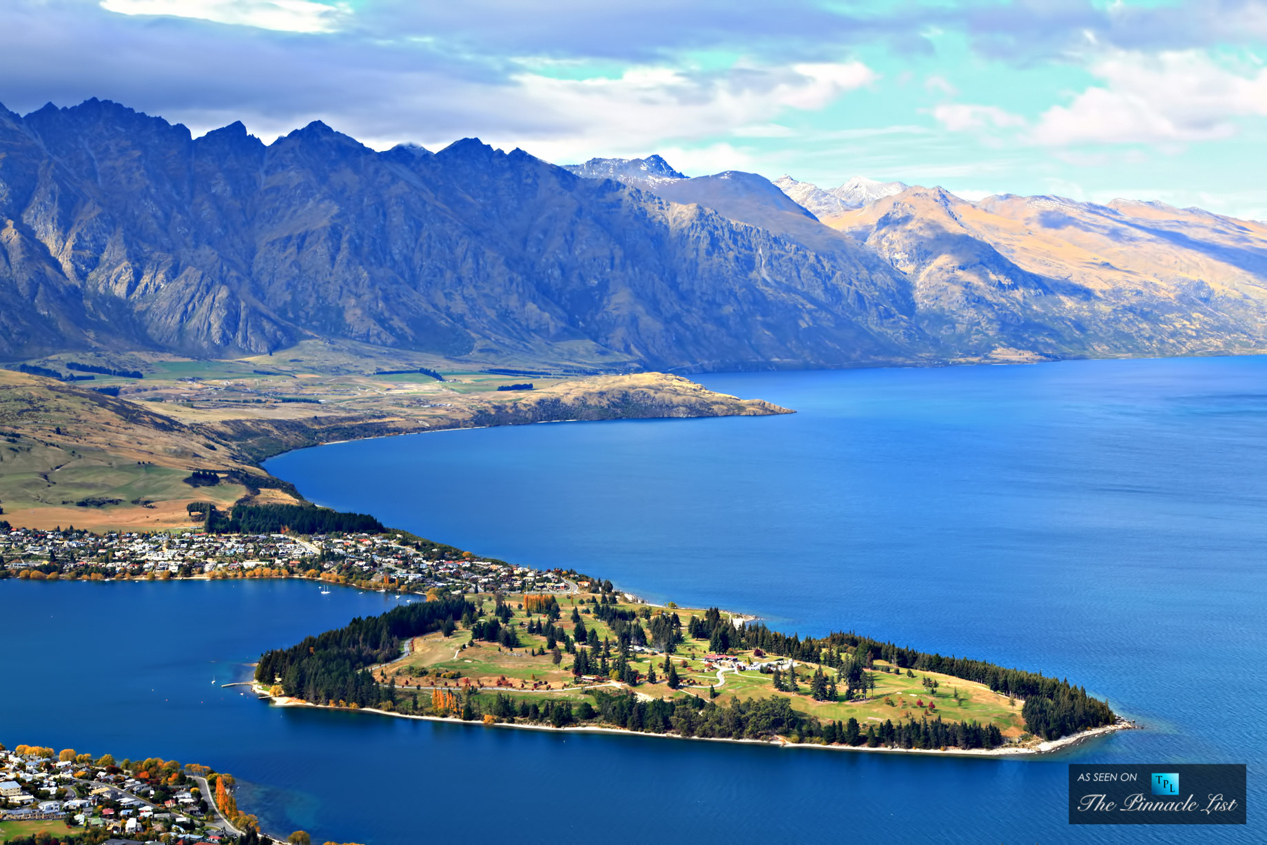 A Birds Eye View of Lake Wakatipu in Queenstown and its Majestic Peaks in New Zealand