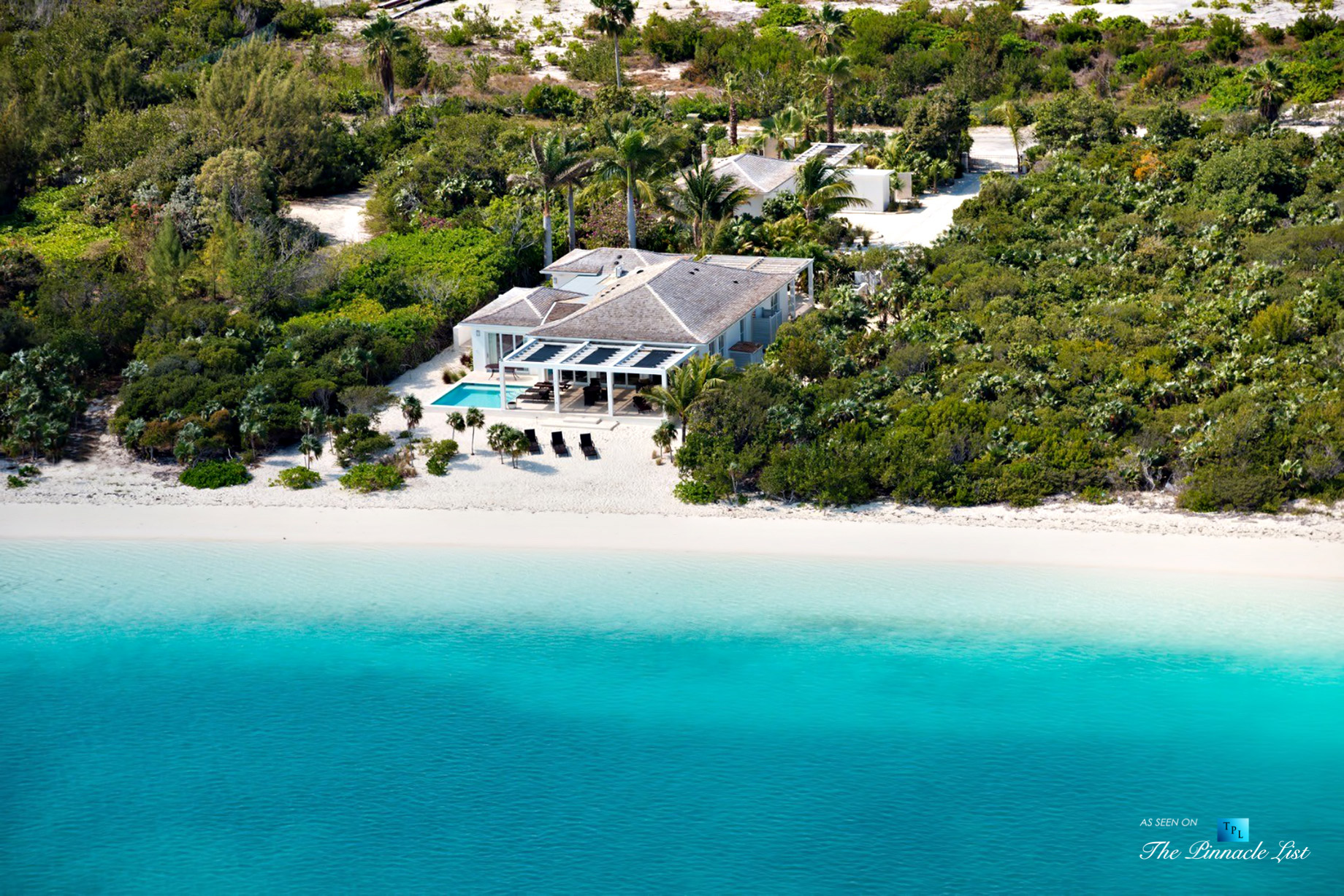 Villa Aquazure – Providenciales, Turks and Caicos Islands – Drone Aerial View – Luxury Real Estate – Beachfront Home