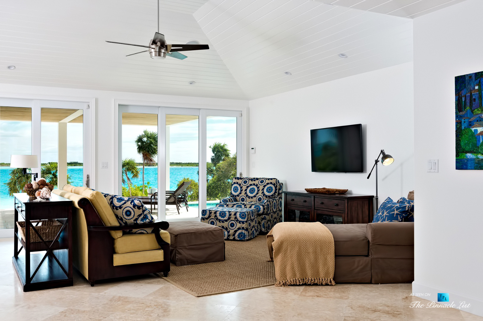 Villa Aquazure – Providenciales, Turks and Caicos Islands – Oceanview Living Room – Luxury Real Estate – Beachfront Home
