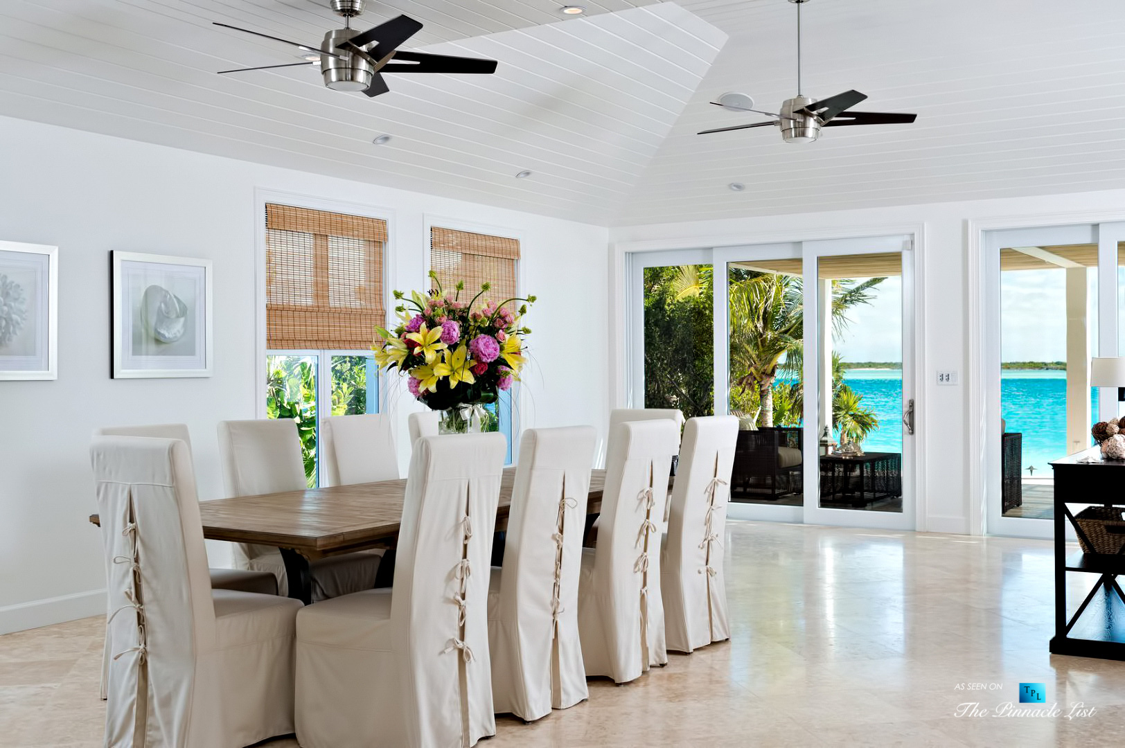 Villa Aquazure - Providenciales, Turks and Caicos Islands - Oceanview Dining Room - Luxury Real Estate - Beachfront Home