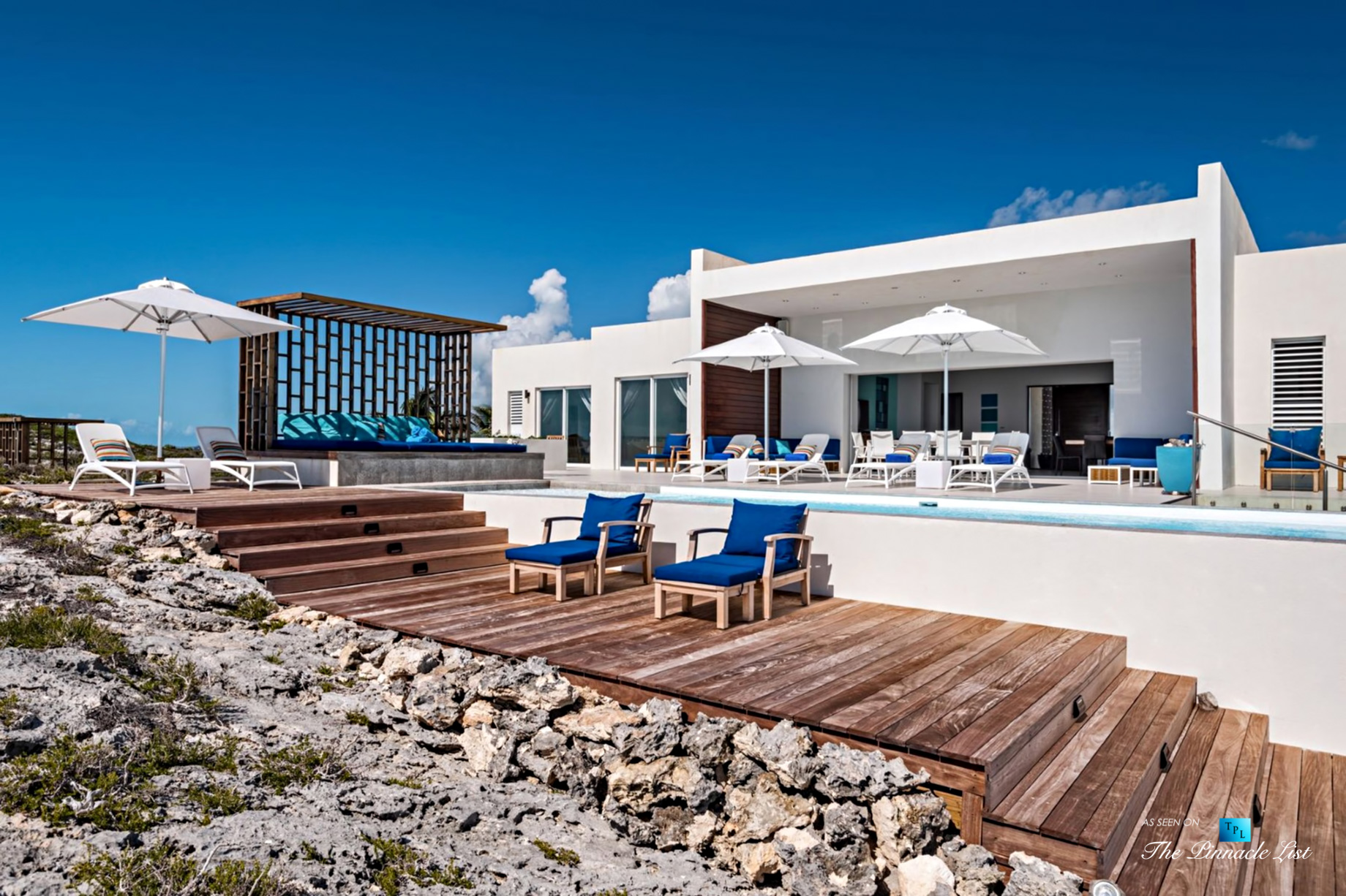 Tip of the Tail Villa – Providenciales, Turks and Caicos Islands – Caribbean Oceanfront House Deck – Luxury Real Estate – South Shore Peninsula Home