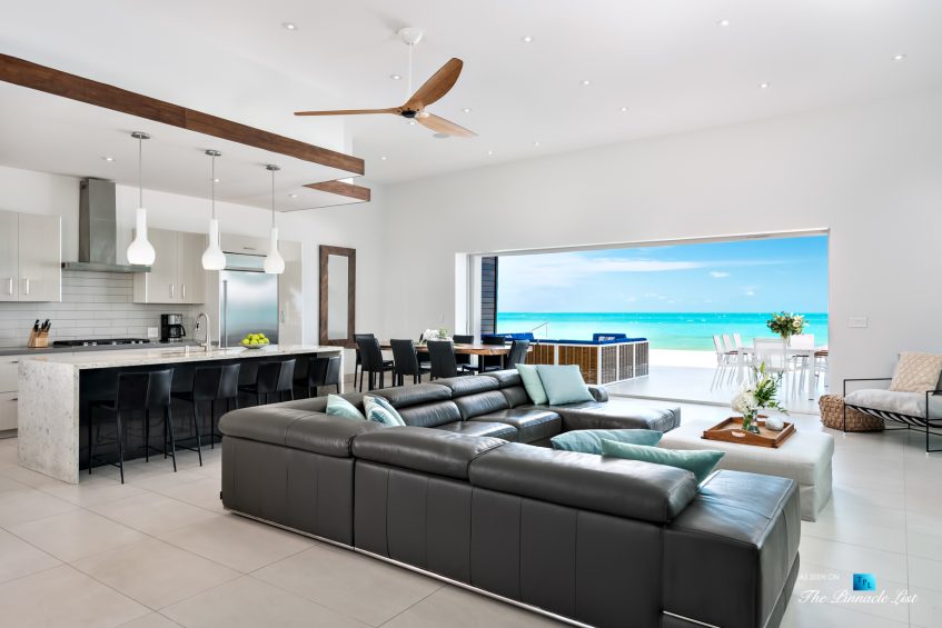 Tip of the Tail Villa - Providenciales, Turks and Caicos Islands - Caribbean House Kitchen and Living Room - Luxury Real Estate - South Shore Peninsula Home