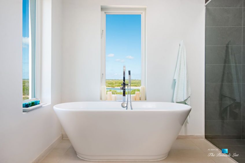 Tip of the Tail Villa - Providenciales, Turks and Caicos Islands - Caribbean House Bathroom Freestanding Tub - Luxury Real Estate - South Shore Peninsula Home
