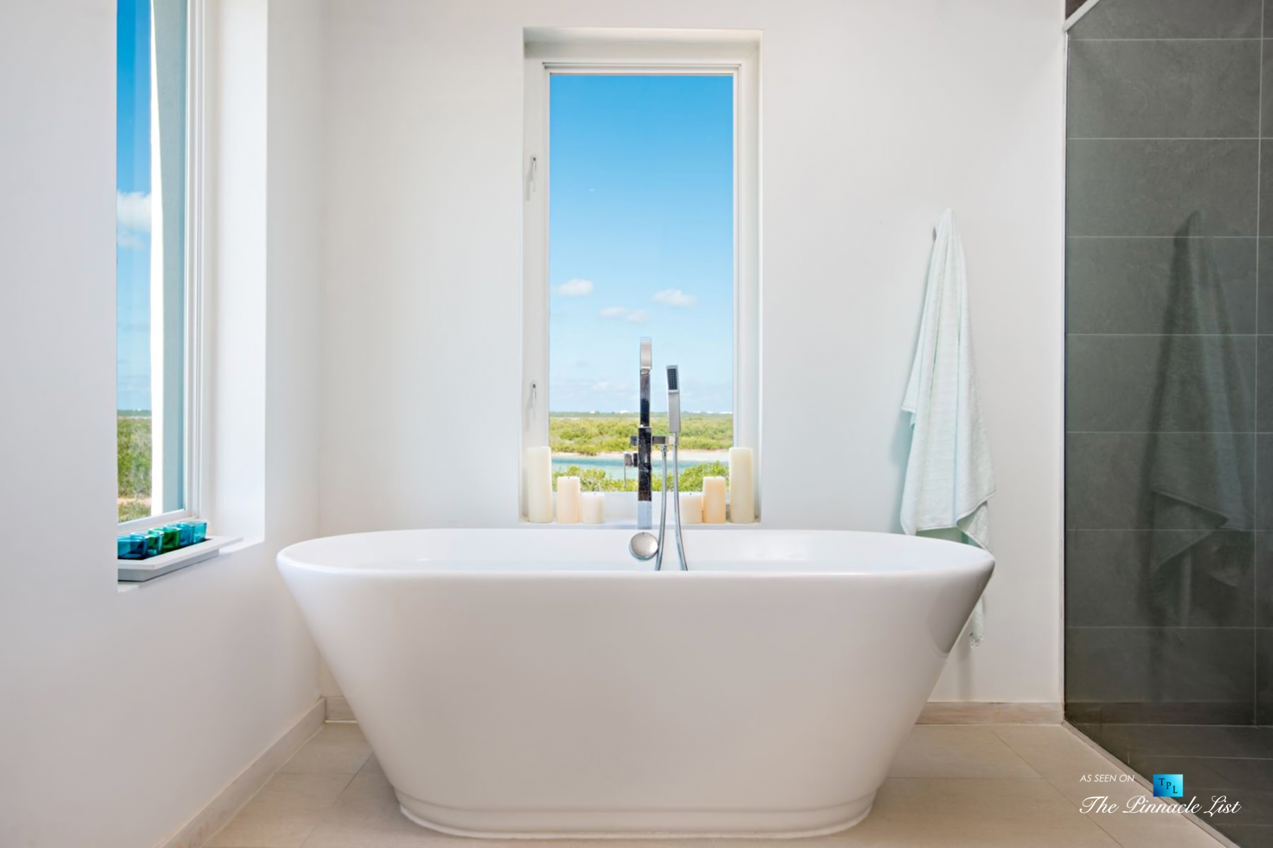 Tip of the Tail Villa – Providenciales, Turks and Caicos Islands – Caribbean House Bathroom Freestanding Tub – Luxury Real Estate – South Shore Peninsula Home