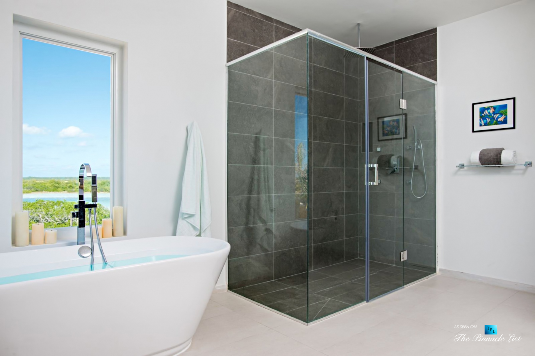 Tip of the Tail Villa – Providenciales, Turks and Caicos Islands – Caribbean House Bathroom and Shower – Luxury Real Estate – South Shore Peninsula Home