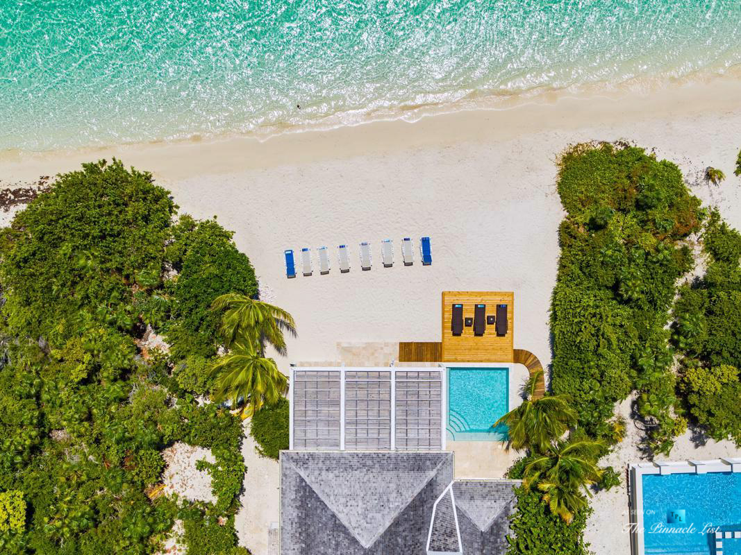 Villa Aquazure - Providenciales, Turks and Caicos Islands - Drone Aerial Overhead Property View - Luxury Real Estate - Beachfront Home