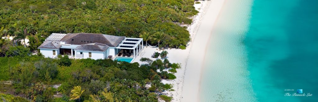Villa Aquazure - Providenciales, Turks and Caicos Islands - Aerial Oceanfront Property View - Luxury Real Estate - Beachfront Home
