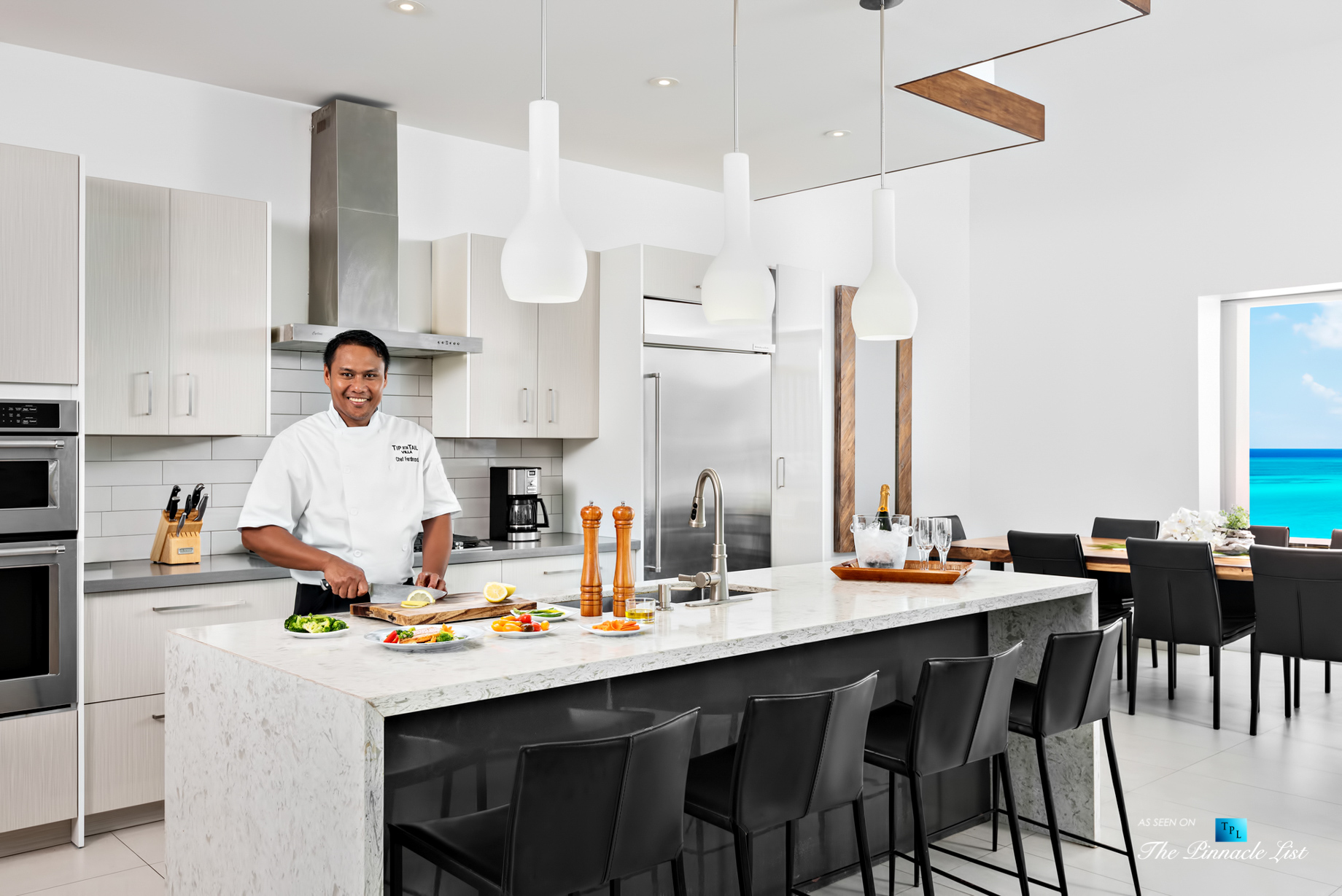 Tip of the Tail Villa – Providenciales, Turks and Caicos Islands – Caribbean House Kitchen with Chef – Luxury Real Estate – South Shore Peninsula Home