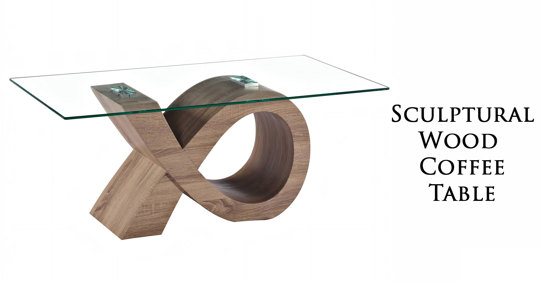 Sculptural Wood Glass Coffee Table