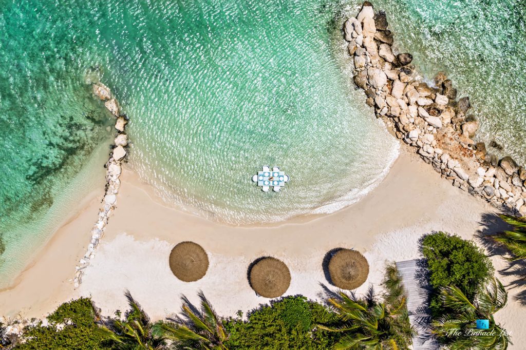 Tip of the Tail Villa - Providenciales, Turks and Caicos Islands - Drone Caribbean Villa Private Beach Table in Water - Luxury Real Estate - South Shore Peninsula Home