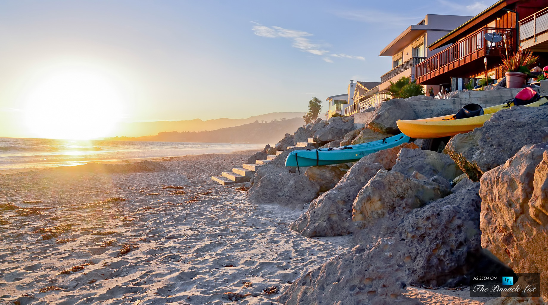  stranden bor i Malibu - Kalifornien kustnära livsstil av sol Sand och surfa