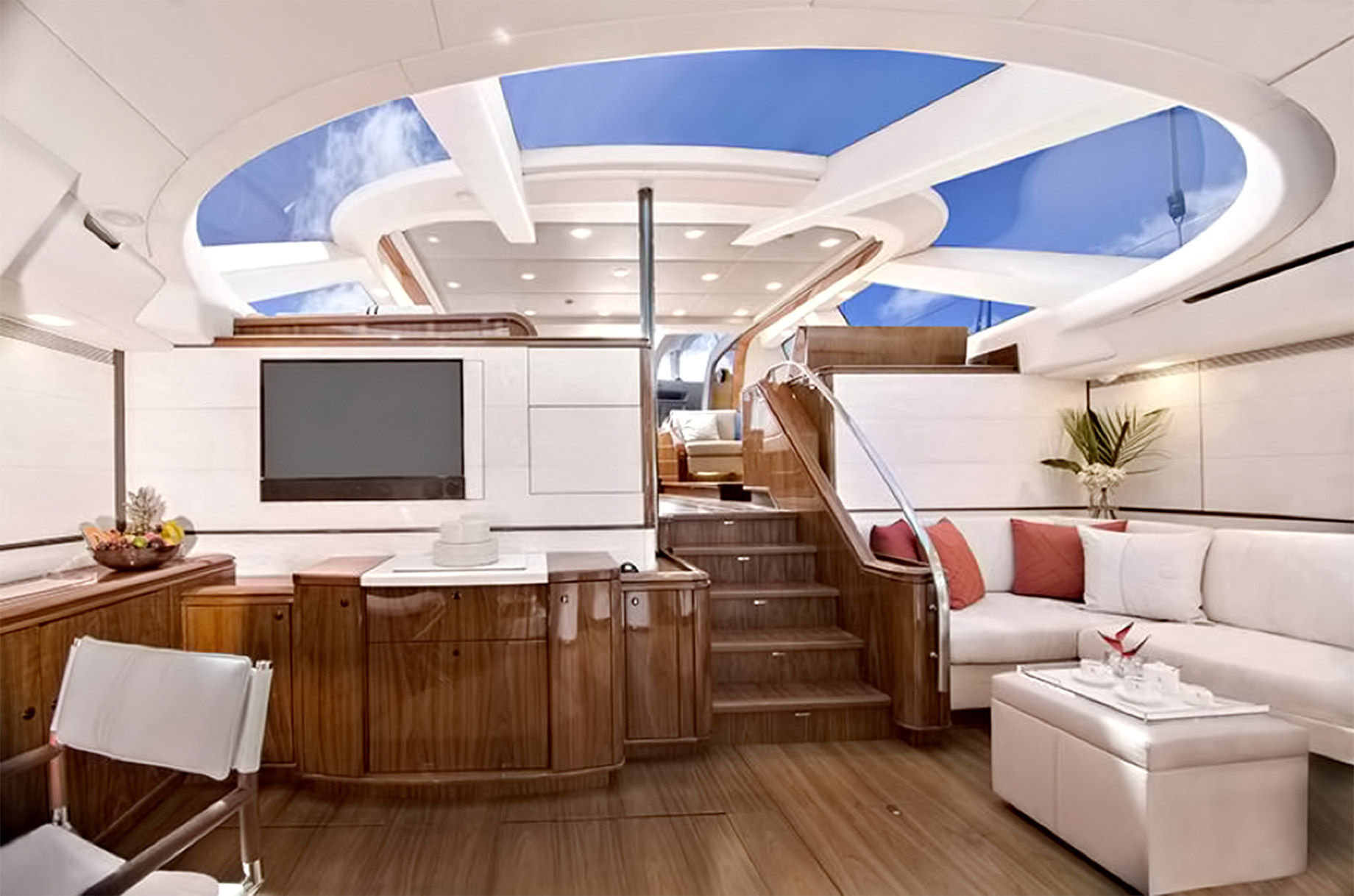 inside a sailing yacht