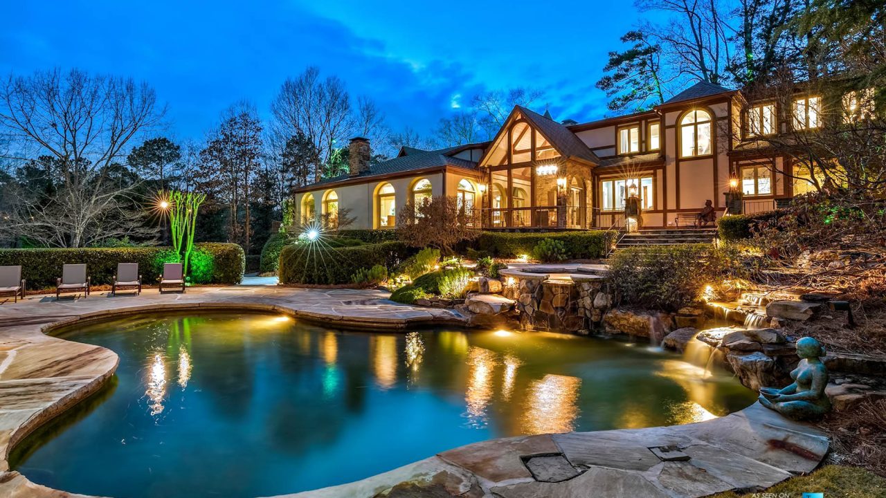 75 Finch Forest Trail, Atlanta, GA, USA - Night House and Property View - Luxury Real Estate - Sandy Springs Home