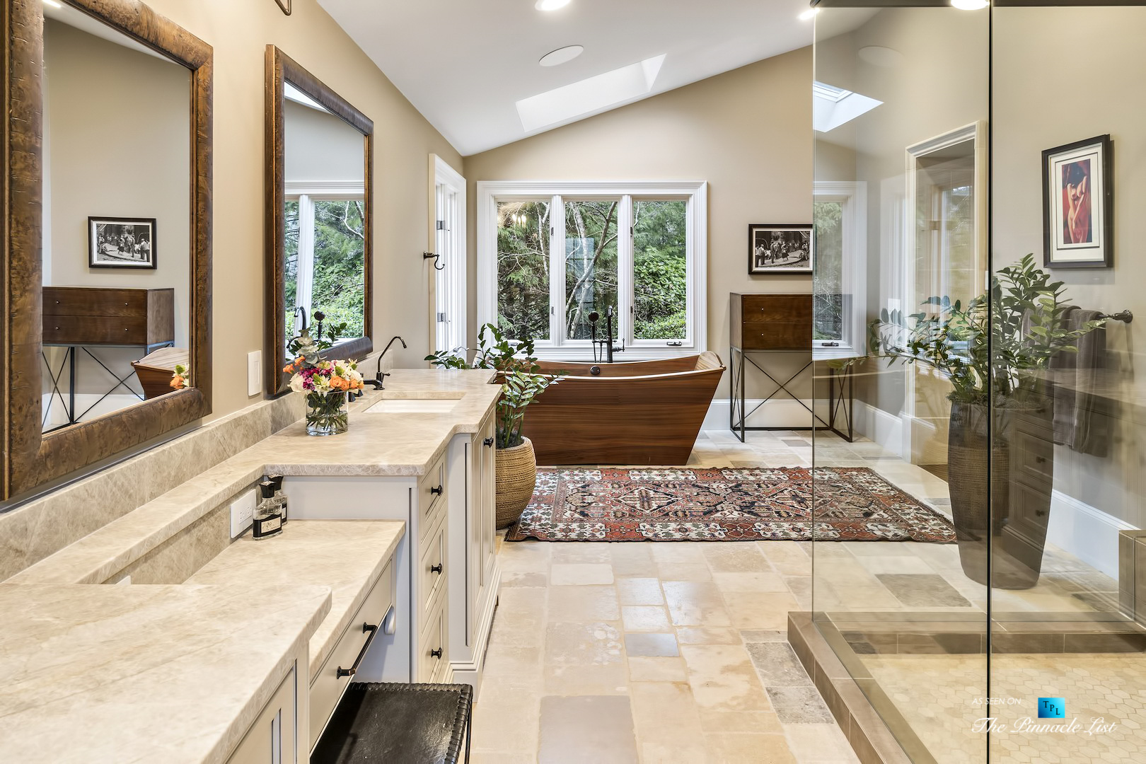 75 Finch Forest Trail, Atlanta, GA, USA - Master Bathroom with Freestanding Wood Tub - Luxury Real Estate - Sandy Springs Home