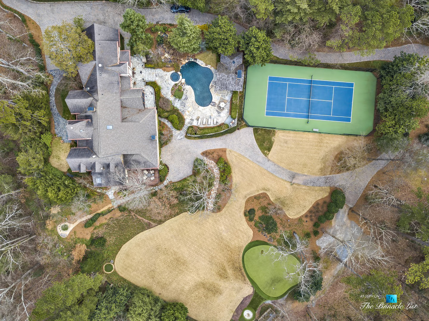 75 Finch Forest Trail, Atlanta, GA, USA - Drone Aerial Overhead Property View - Luxury Real Estate - Sandy Springs Home
