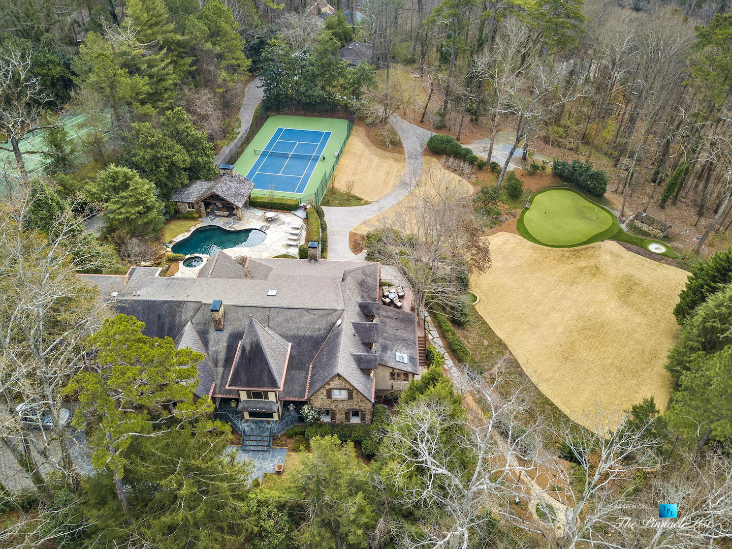 75 Finch Forest Trail, Atlanta, GA, USA – Drone Aerial Property View – Luxury Real Estate – Sandy Springs Home