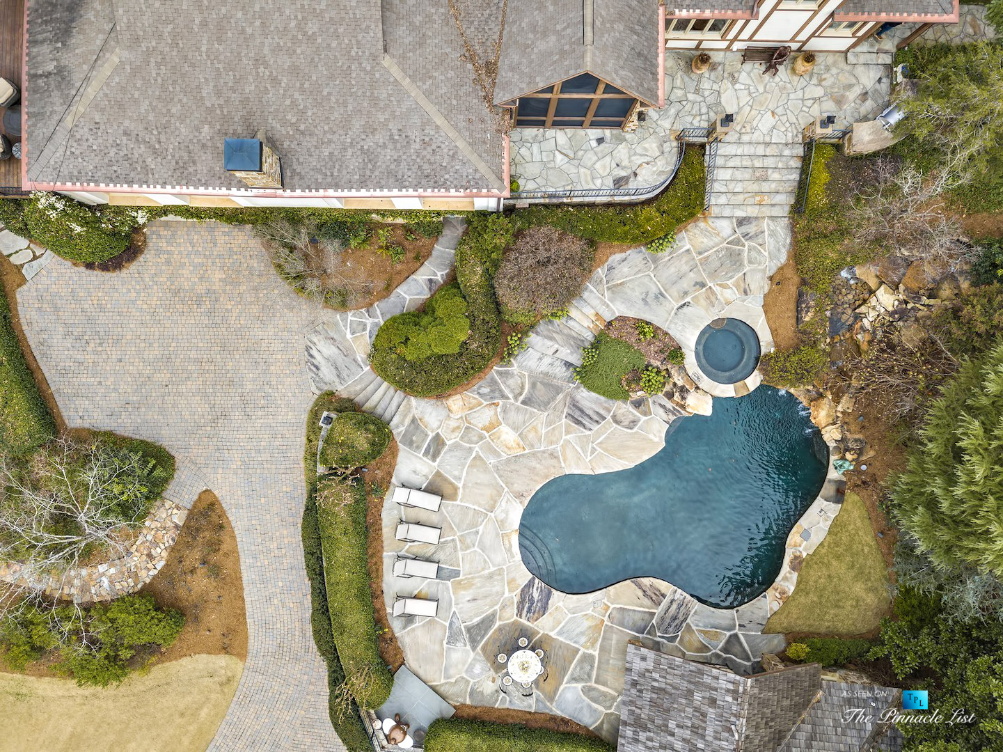 75 Finch Forest Trail, Atlanta, GA, USA – Drone Aerial Overhead Pool View – Luxury Real Estate – Sandy Springs Home