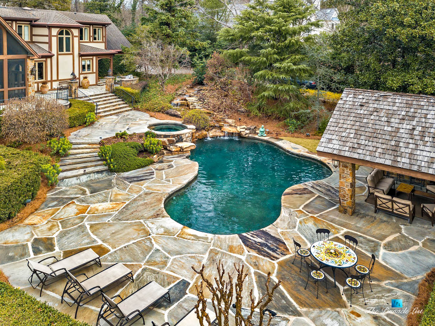 75 Finch Forest Trail, Atlanta, GA, USA - Drone Aerial Pool View - Luxury Real Estate - Sandy Springs Home