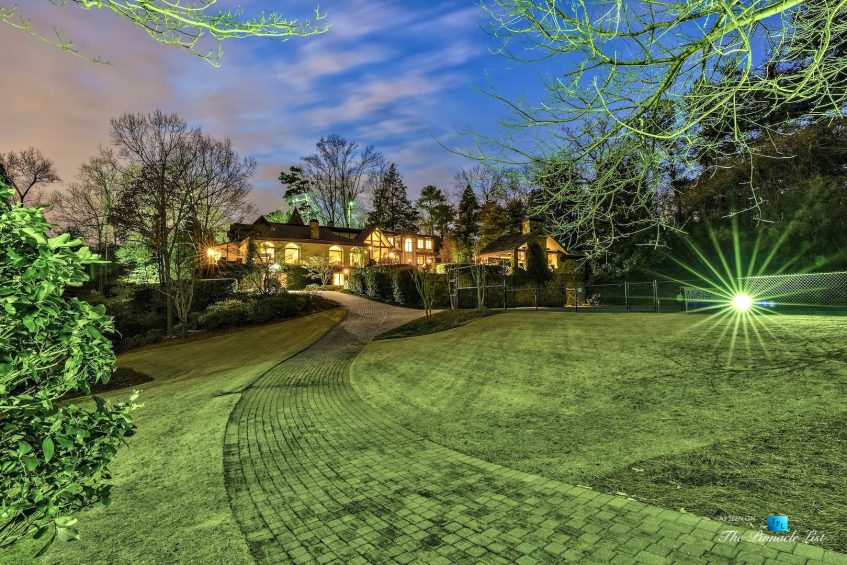 75 Finch Forest Trail, Atlanta, GA, USA - Night Yard Property View - Luxury Real Estate - Sandy Springs Home