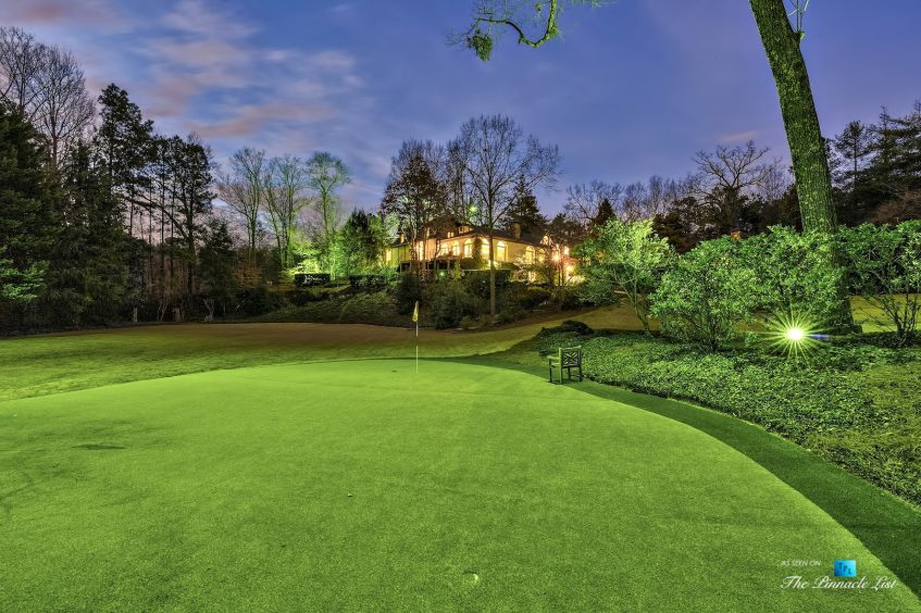 75 Finch Forest Trail, Atlanta, GA, USA - Night Backyard Golf Putting Green - Luxury Real Estate - Sandy Springs Home