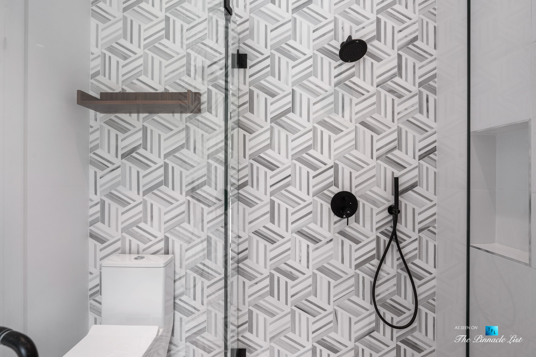 2716 Ridgewood Rd NW, Atlanta, GA, USA – Bathroom Herringbone Tile Shower – Luxury Real Estate – Modern Contemporary Buckhead Home