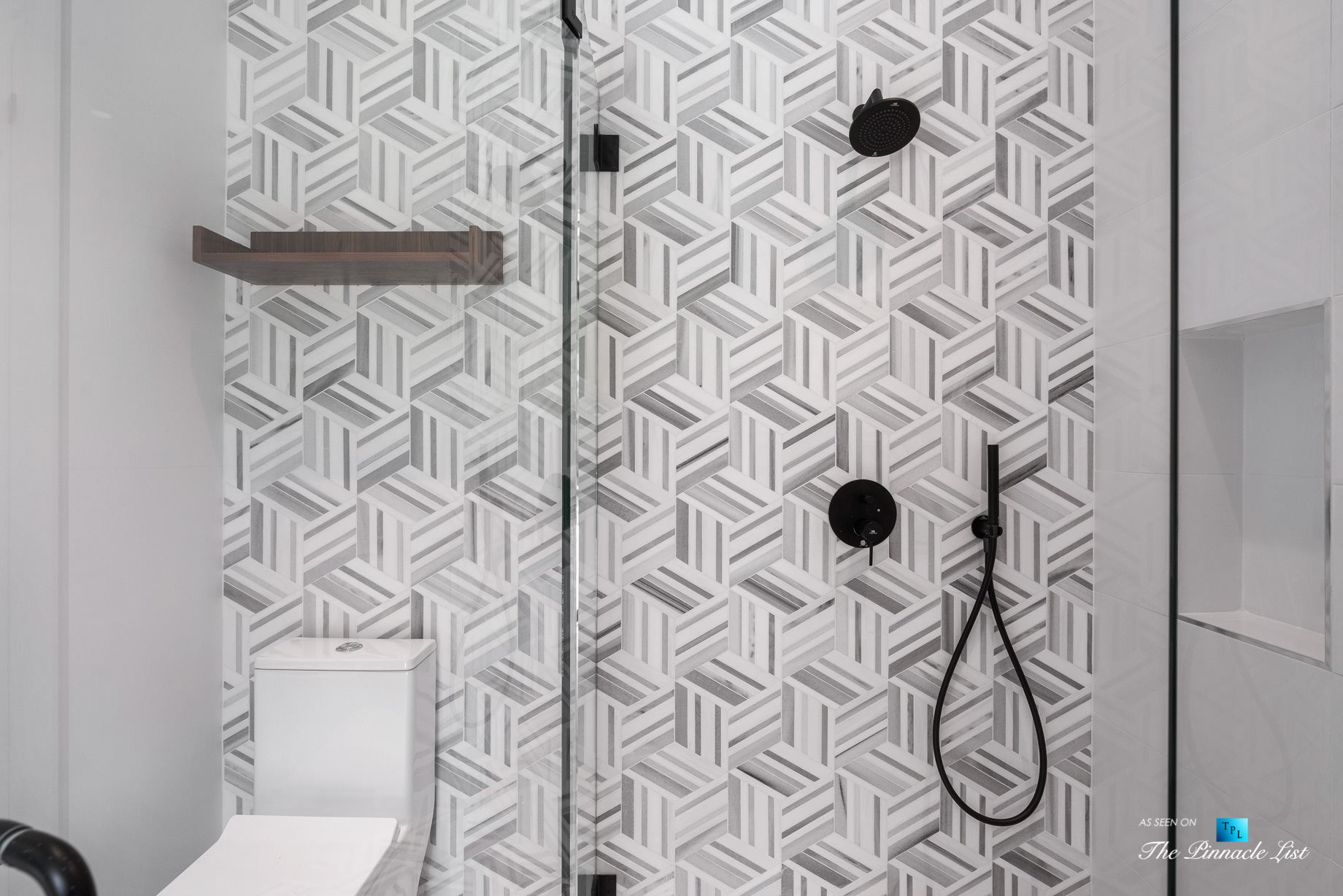 2716 Ridgewood Rd NW, Atlanta, GA, USA - Bathroom Herringbone Tile Shower - Luxury Real Estate - Modern Contemporary Buckhead Home