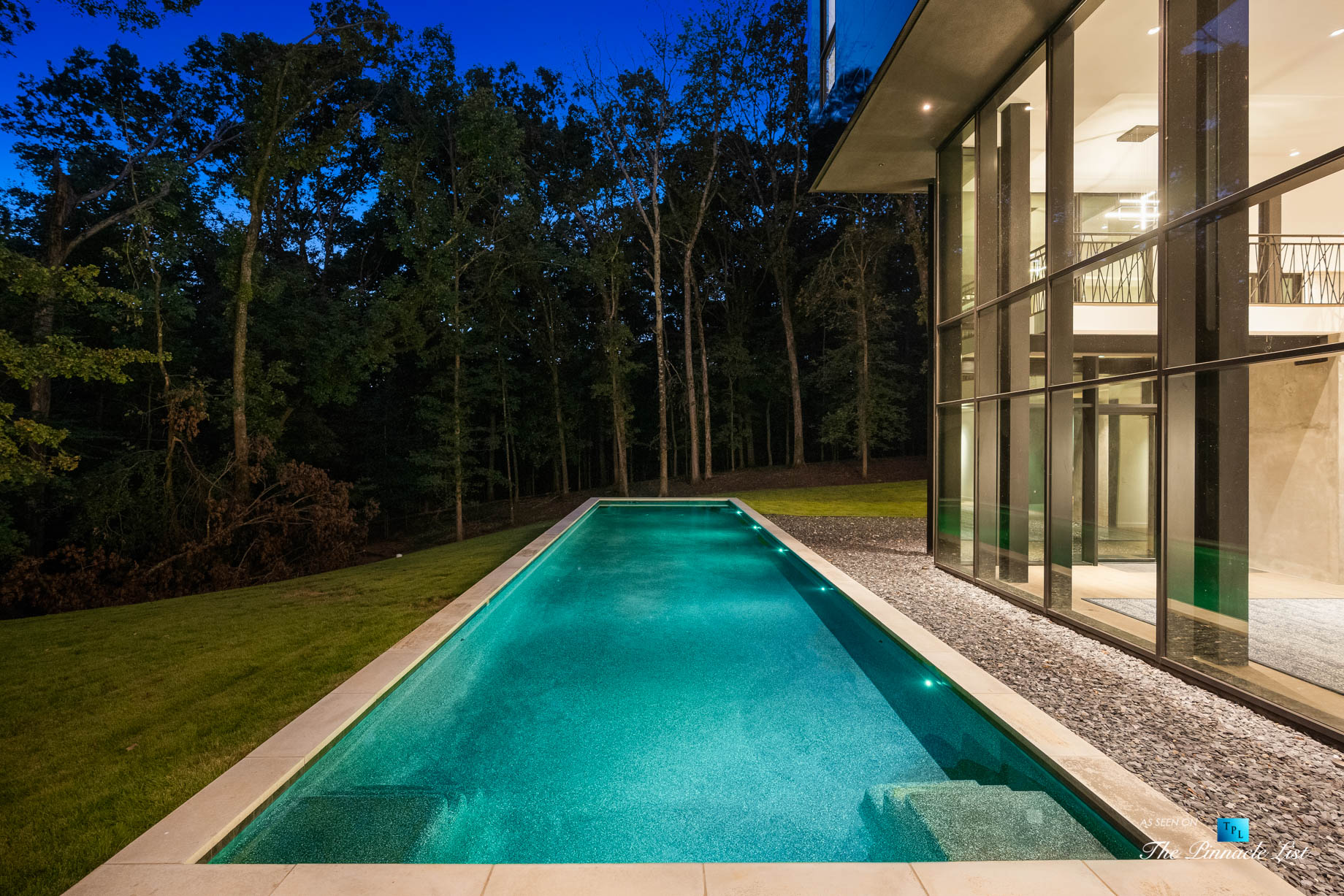 2716 Ridgewood Rd NW, Atlanta, GA, USA – Night Backyard House Pool View – Luxury Real Estate – Modern Contemporary Buckhead Home