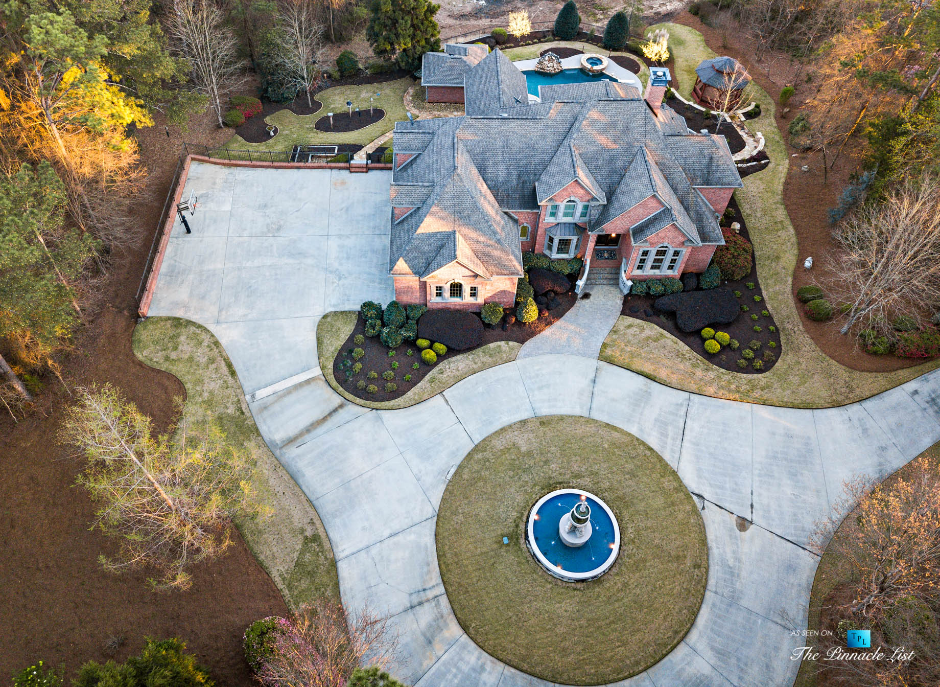 2219 Costley Mill Rd NE, Conyers, GA, USA - Drone Aerial Overhead Property Fountain View - Luxury Real Estate - Equestrian Country Home
