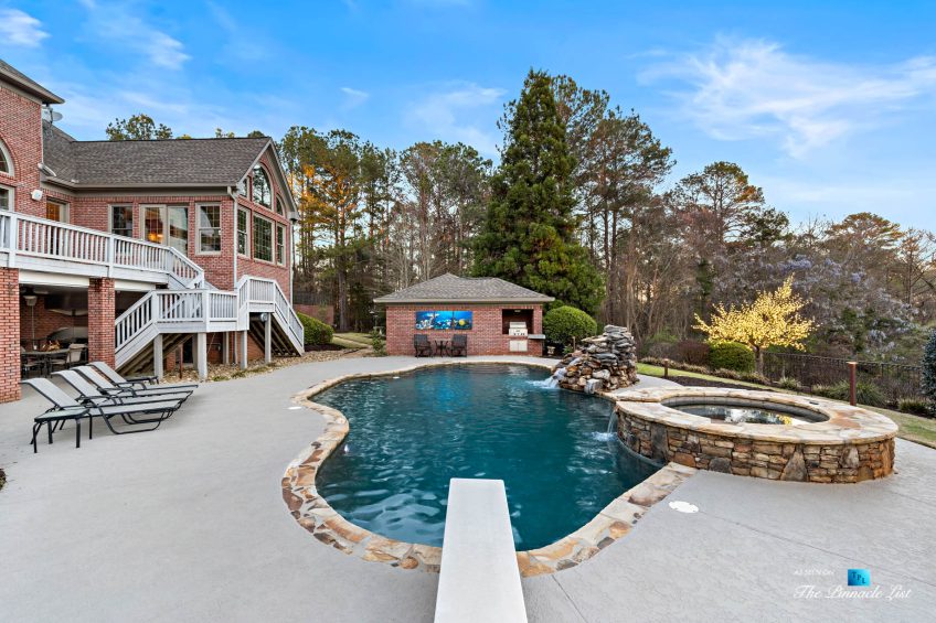 2219 Costley Mill Rd NE, Conyers, GA, USA - Backyard Pool Diving Board - Luxury Real Estate - Equestrian Country Home