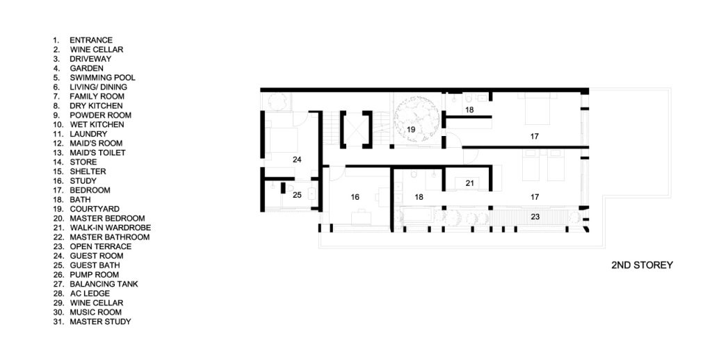 Second Floor Plans - Verdant Verandah Luxury House - Princess of Wales Rd, Singapore