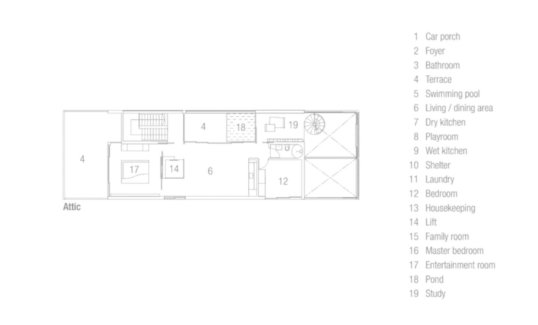 Attic Floor Plan - Discreetly Detached Luxury Home - Princess of Whales Rd, Singapore