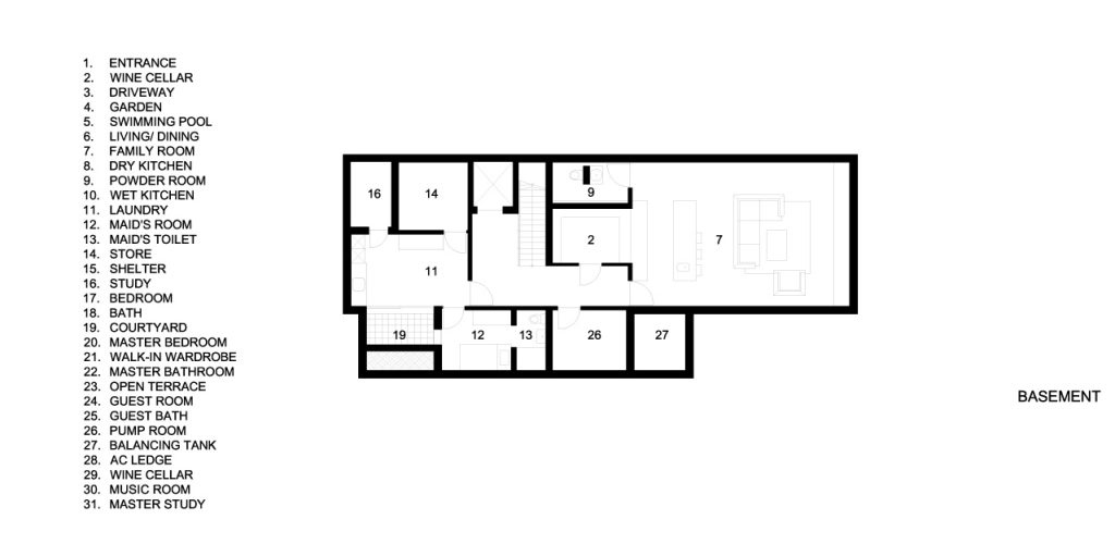 Basement Floor Plans - Verdant Verandah Luxury House - Princess of Wales Rd, Singapore