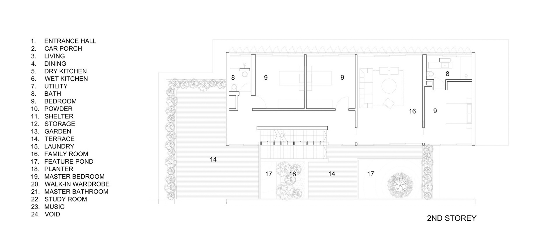 Second Floor Plan – Cascading Courts Luxury House – Faber Drive, Singapore