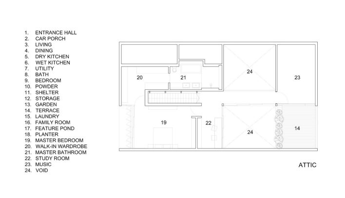Attic Floor Plan - Cascading Courts Luxury House - Faber Drive, Singapore