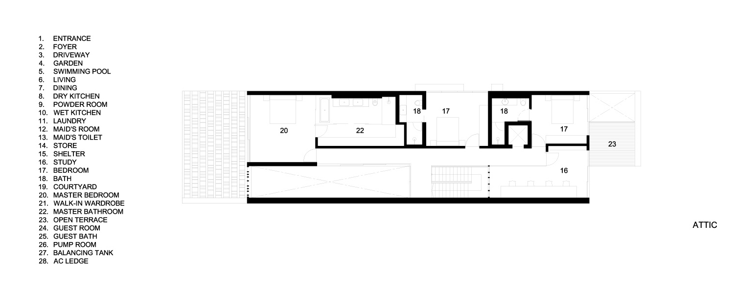 Attic Floor Plans - Viewing Back Luxury House - Jalan Tempua, Singapore