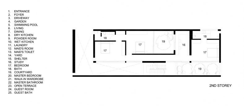 Second Floor Plan - The Space Between Walls House - Prices of Wales Rd, Singapore