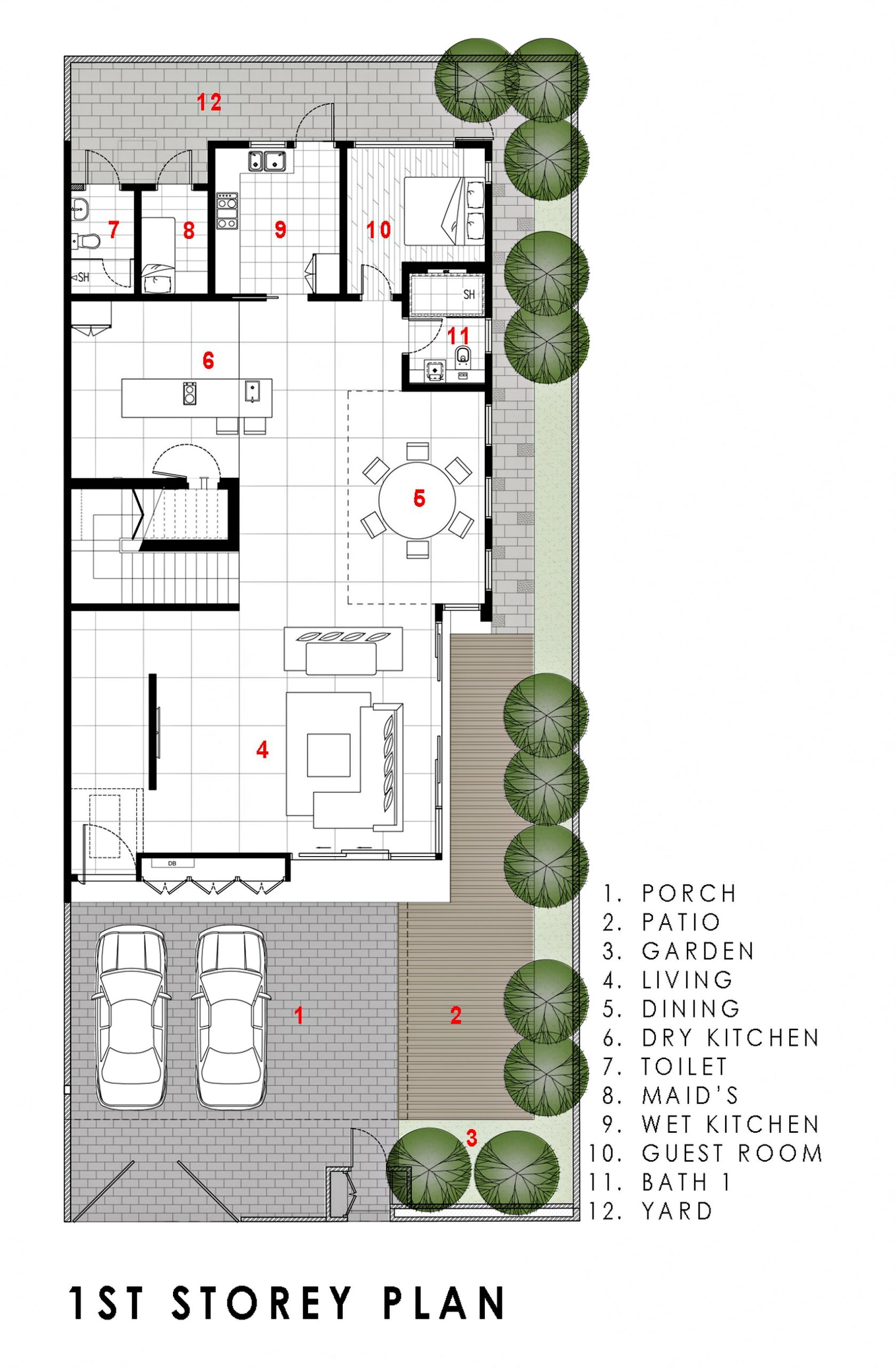 First Floor Plan - Green Wall House Luxury Residence - Singapore