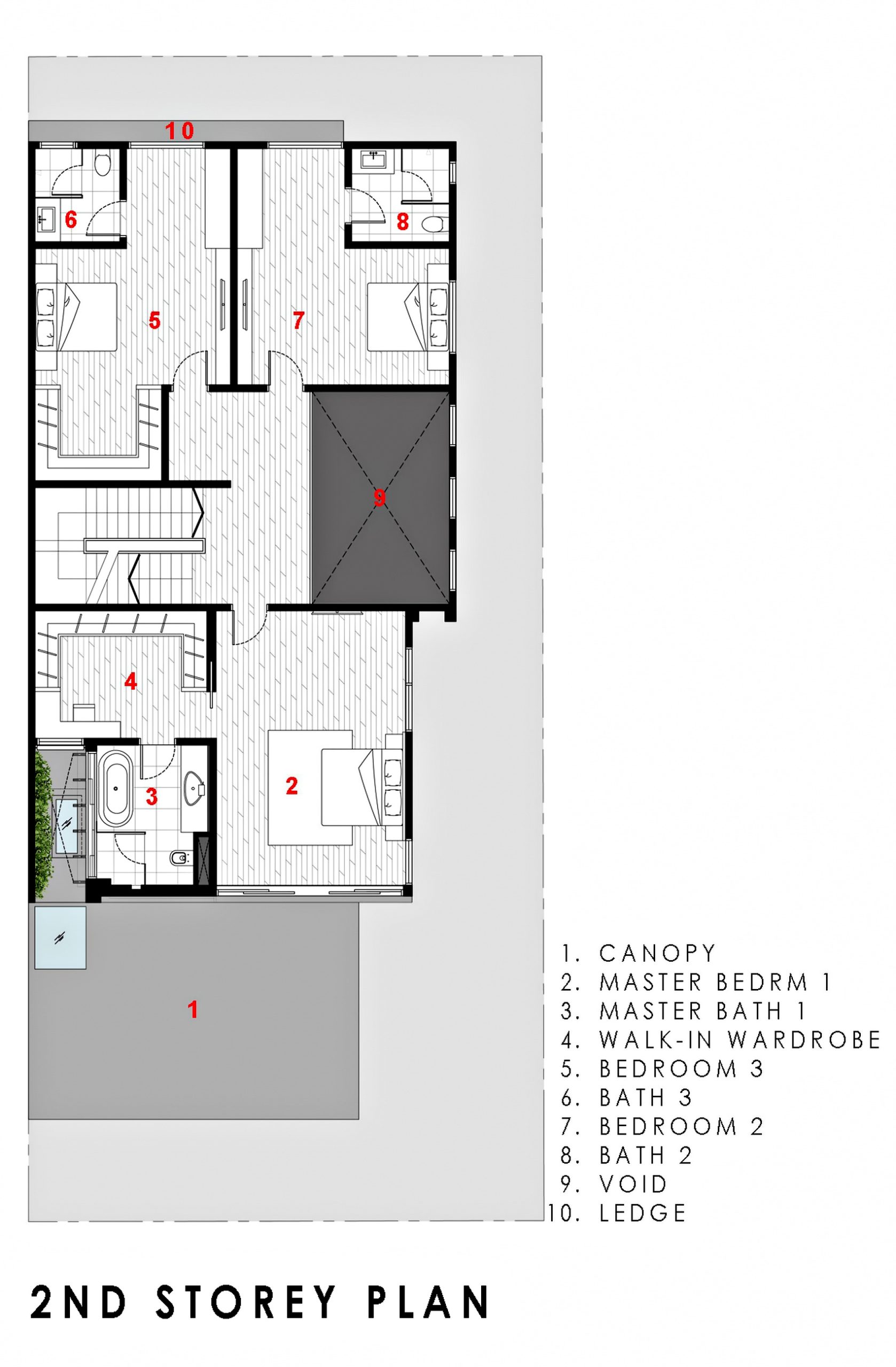 Second Floor Plan - Green Wall House Luxury Residence - Singapore