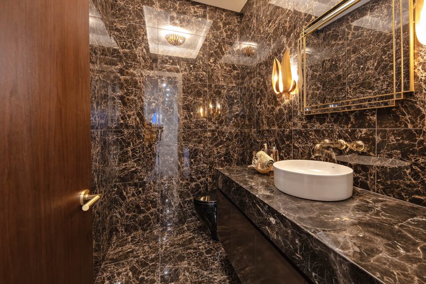 2111 Union Court, West Vancouver, BC, Canada - Dark Marble Washroom - Luxury Real Estate - West Coast Modern Home