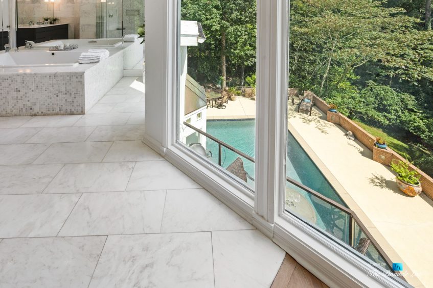 3906 Paces Ferry Rd NW, Atlanta, GA, USA - Master Bathroom Overlooking Pool - Luxury Real Estate - Buckhead Home