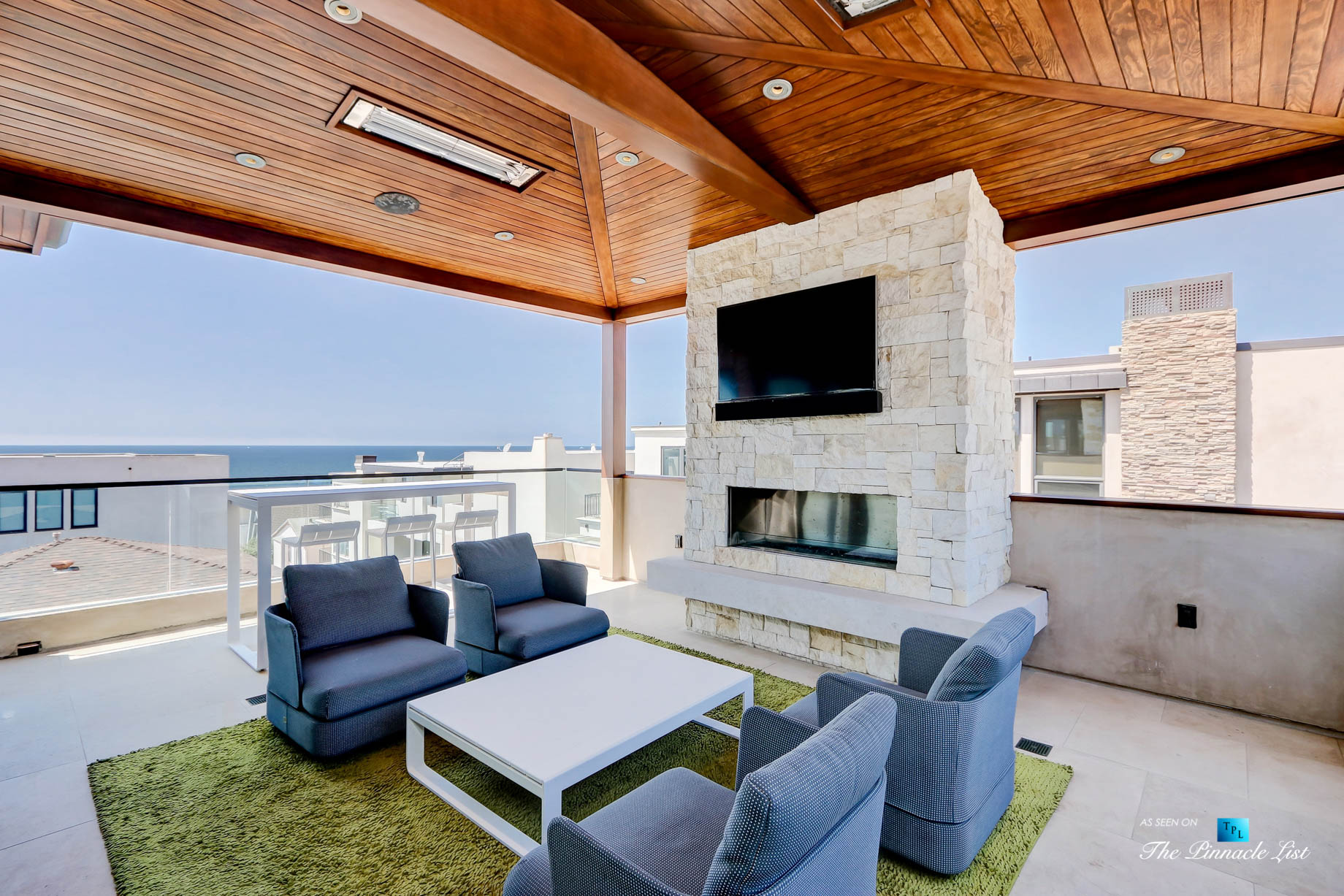 205 20th Street, Manhattan Beach, CA, USA - Back Deck Fireplace - Luxury Real Estate - Ocean View Home