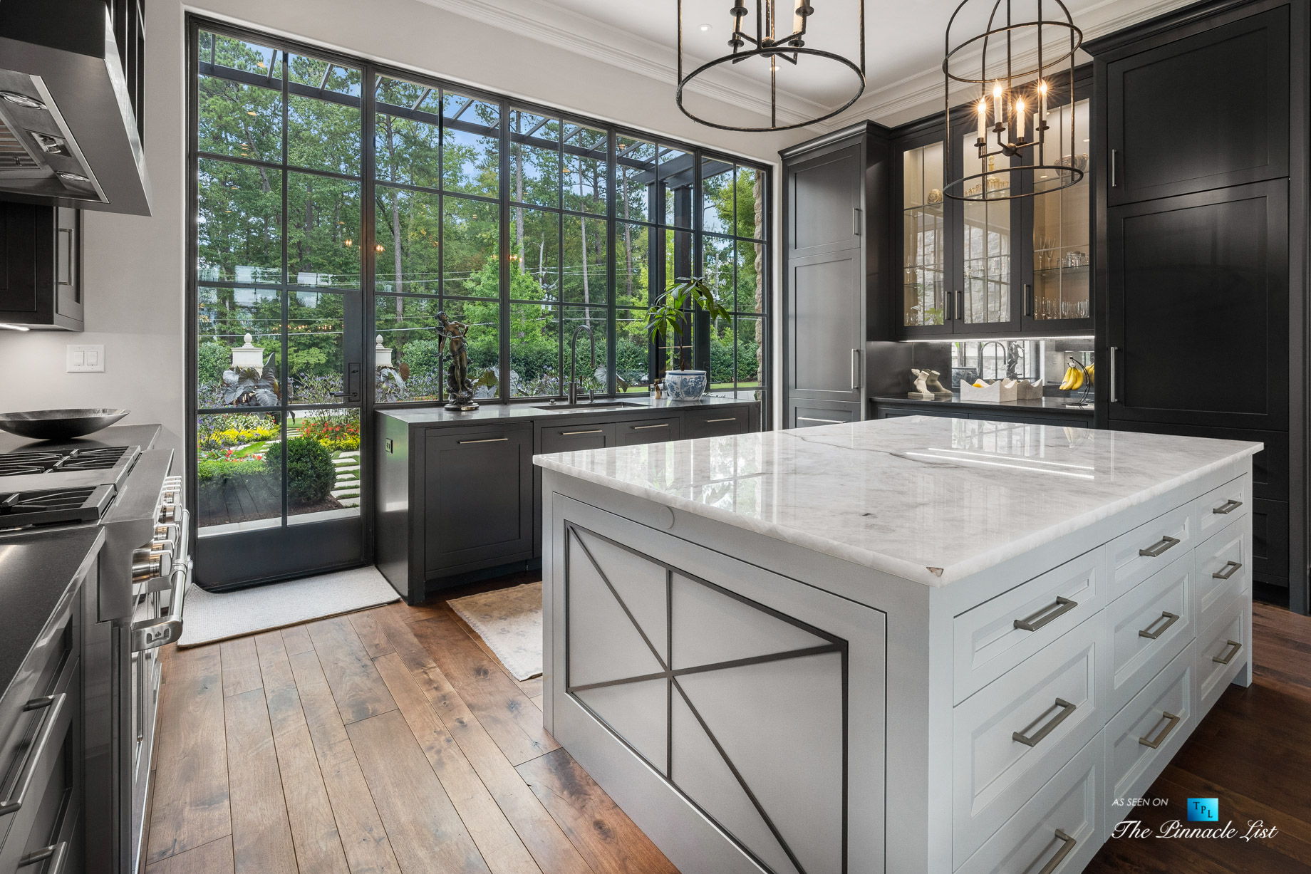 1150 W Garmon Rd, Atlanta, GA, USA – Formal Kitchen with Glass Window View – Luxury Real Estate – Buckhead Estate Home