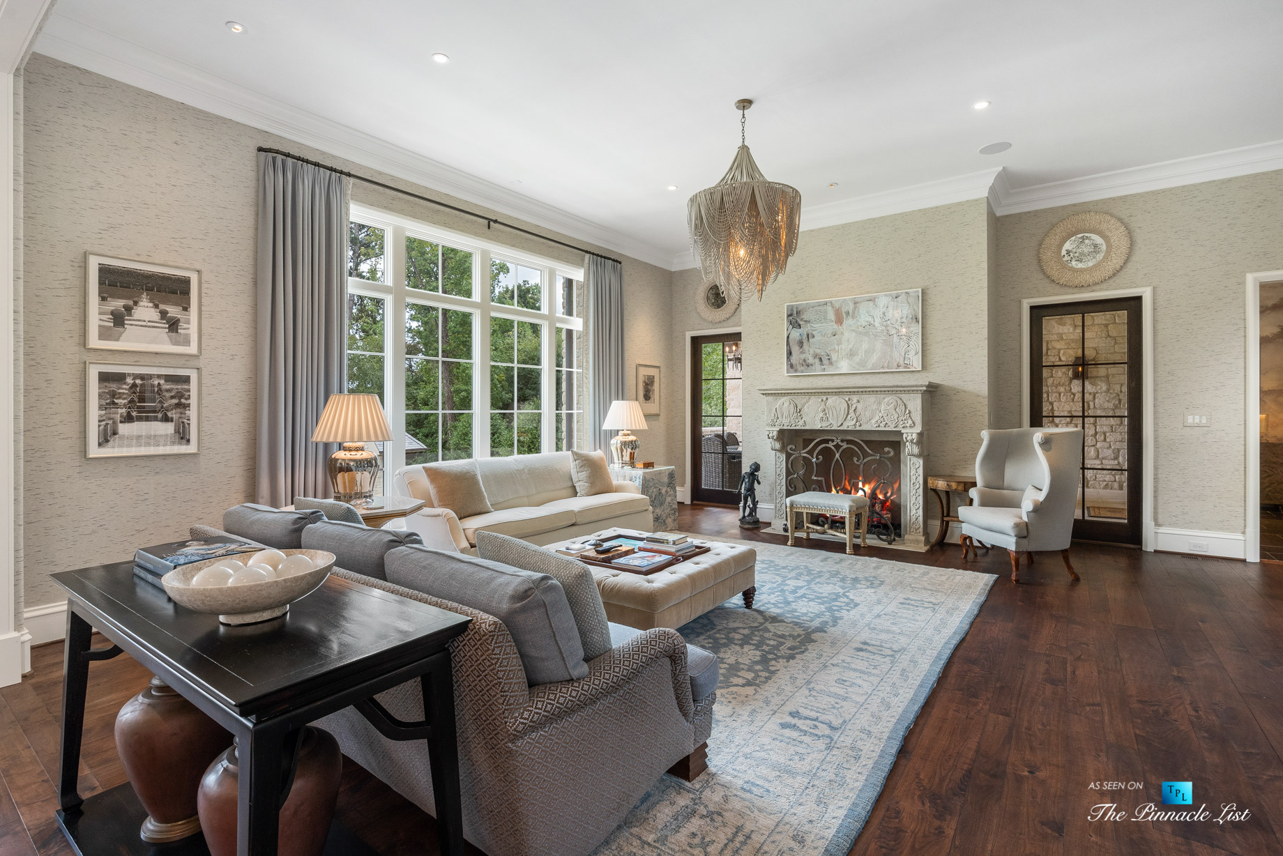 1150 W Garmon Rd, Atlanta, GA, USA – Luxurious Family Room with Fireplace – Luxury Real Estate – Buckhead Estate Home