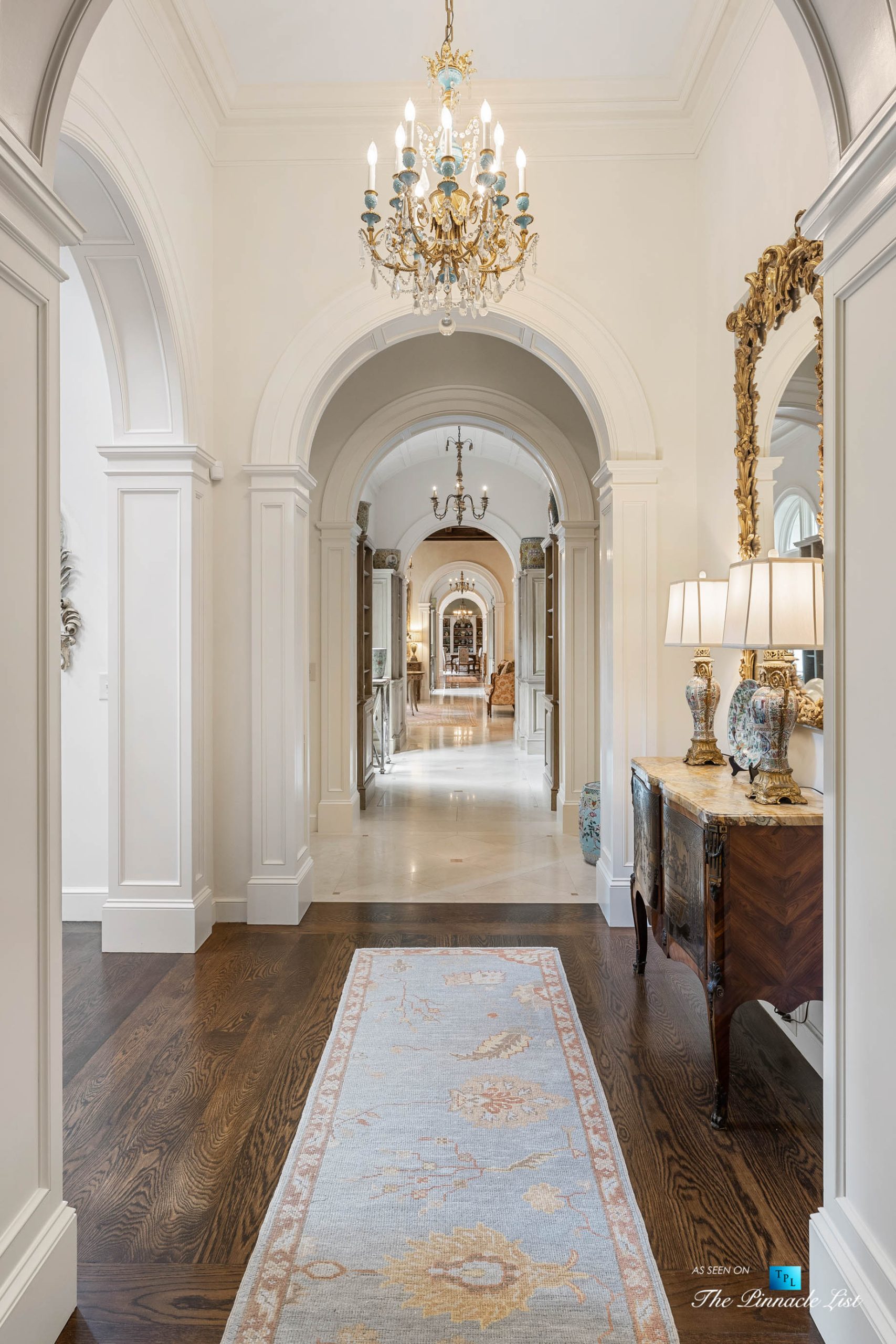 439 Blackland Rd NW, Atlanta, GA, USA – Luxurious Hallway Chandelier – Luxury Real Estate – Tuxedo Park Mediterranean Mansion Home