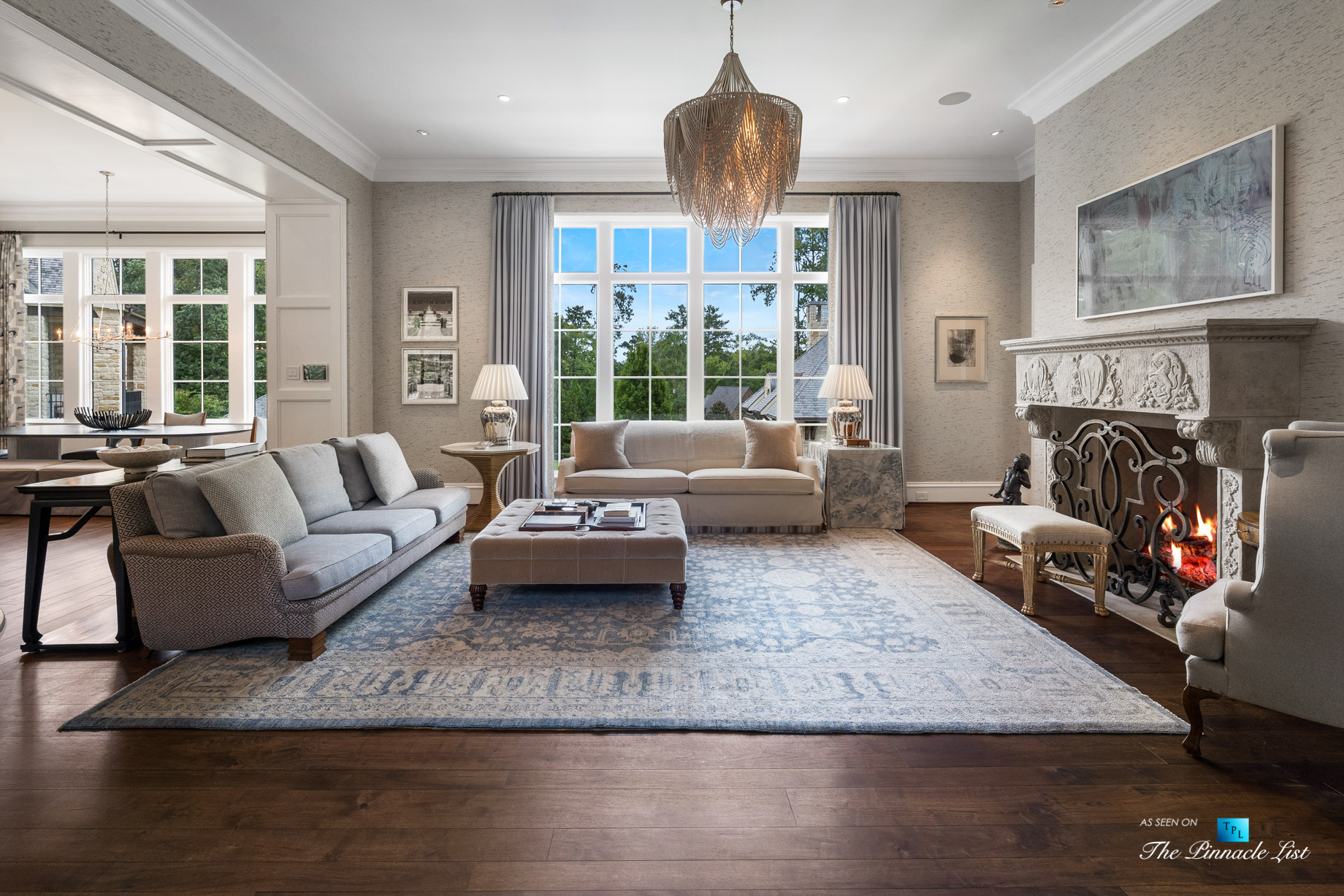 1150 W Garmon Rd, Atlanta, GA, USA – Luxurious Family Room with Fireplace – Luxury Real Estate – Buckhead Estate Home