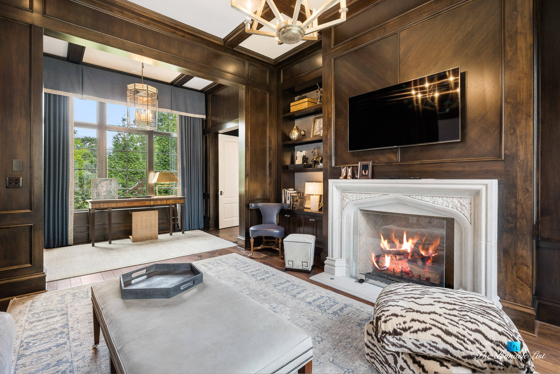 1150 W Garmon Rd, Atlanta, GA, USA - Sitting Room with Fireplace - Luxury Real Estate - Buckhead Estate Home
