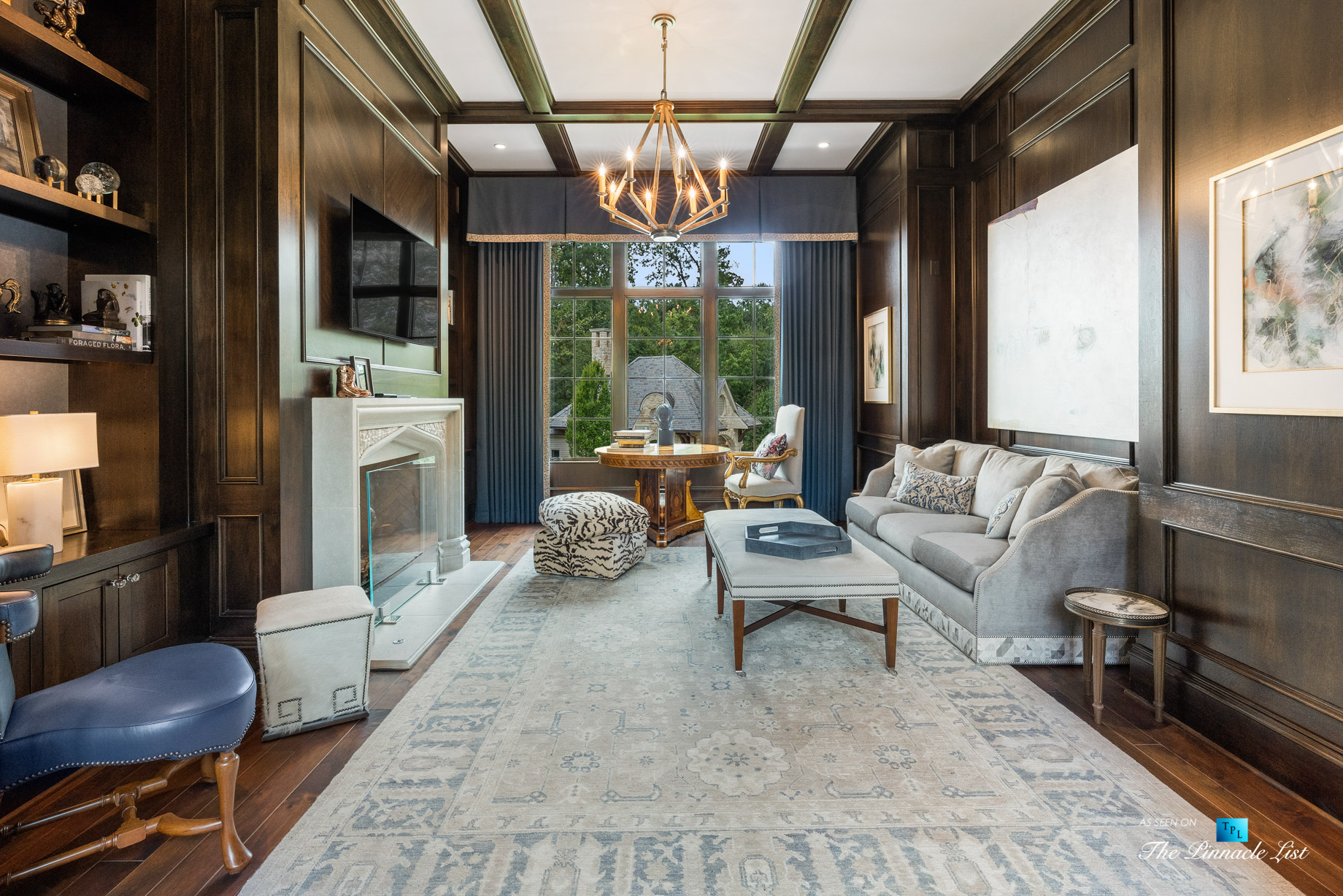 1150 W Garmon Rd, Atlanta, GA, USA – Sitting Area with Fireplace – Luxury Real Estate – Buckhead Estate Home